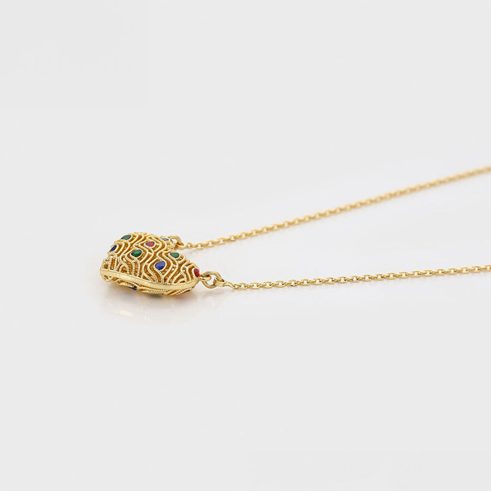 Halskette aus goldplattierter Legierung mit rotem Emporia®-Kristall und grünem Emporia® Kristall 6 