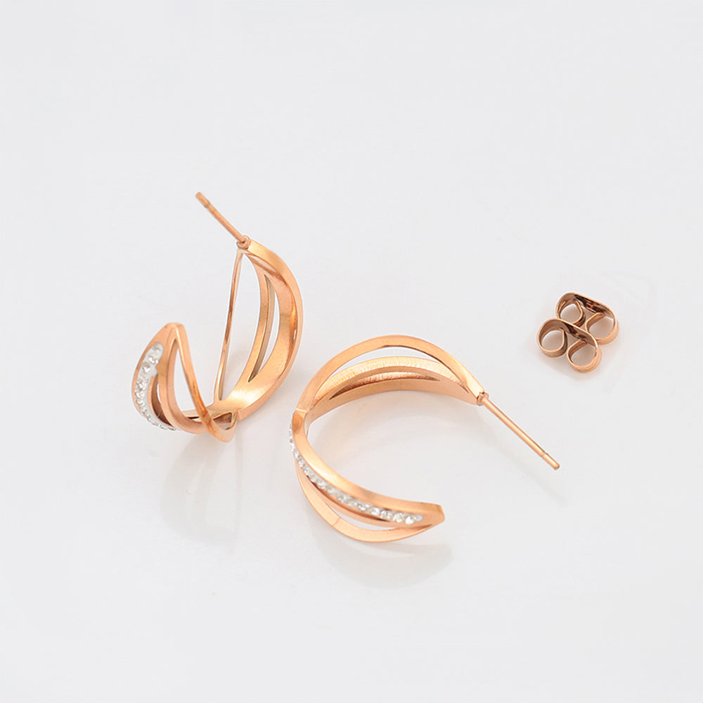 Ohrringe aus goldplattierter Legierung mit weißem Emporia® Kristall 6 