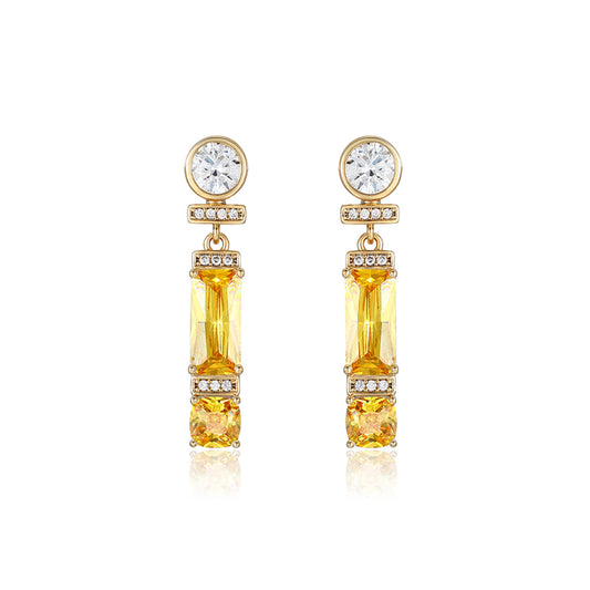Ohrringe aus goldplattierter Legierung mit gelbem Emporia®-Kristall und weißem Emporia® Kristall