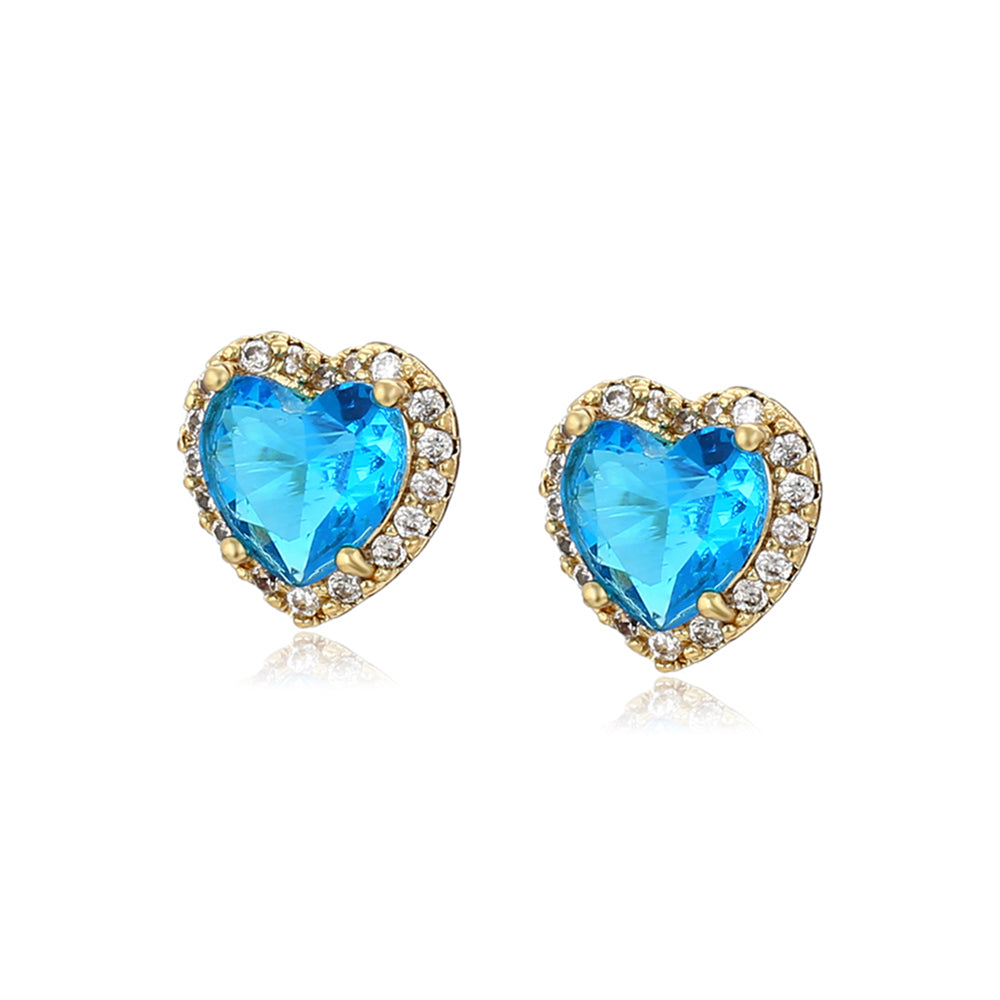 Ohrringe aus goldplattierter Legierung mit blauem Emporia®-Kristall 1 