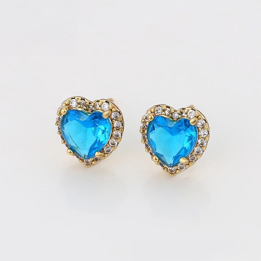 Ohrringe aus goldplattierter Legierung mit blauem Emporia®-Kristall 3 