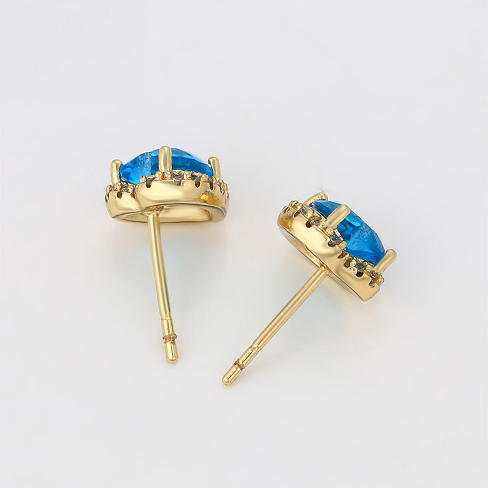 Ohrringe aus goldplattierter Legierung mit blauem Emporia®-Kristall 4 