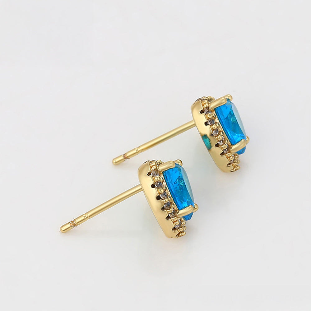 Ohrringe aus goldplattierter Legierung mit blauem Emporia®-Kristall 7 