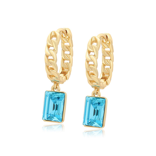 Ohrringe aus goldplattierter Legierung mit blauem Emporia®-Kristall