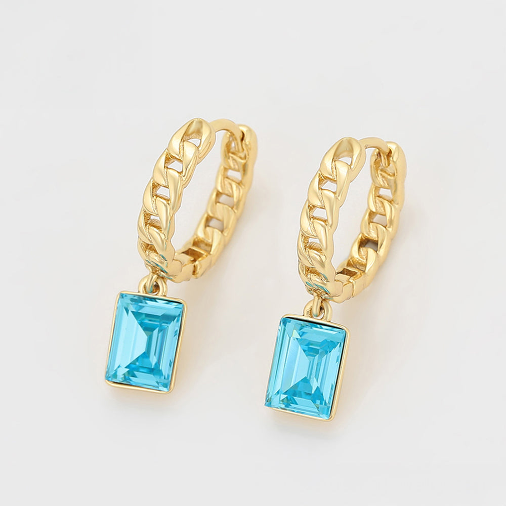 Ohrringe aus goldplattierter Legierung mit blauem Emporia®-Kristall 3 