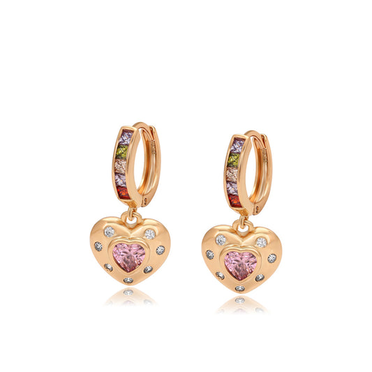 Ohrringe aus goldplattierter Legierung mit rosafarbenem Emporia® Kristall und weißem Emporia® Kristall