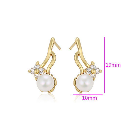 Ohrringe aus goldplattierter Legierung mit Glasperle und weißem Emporia® Kristall