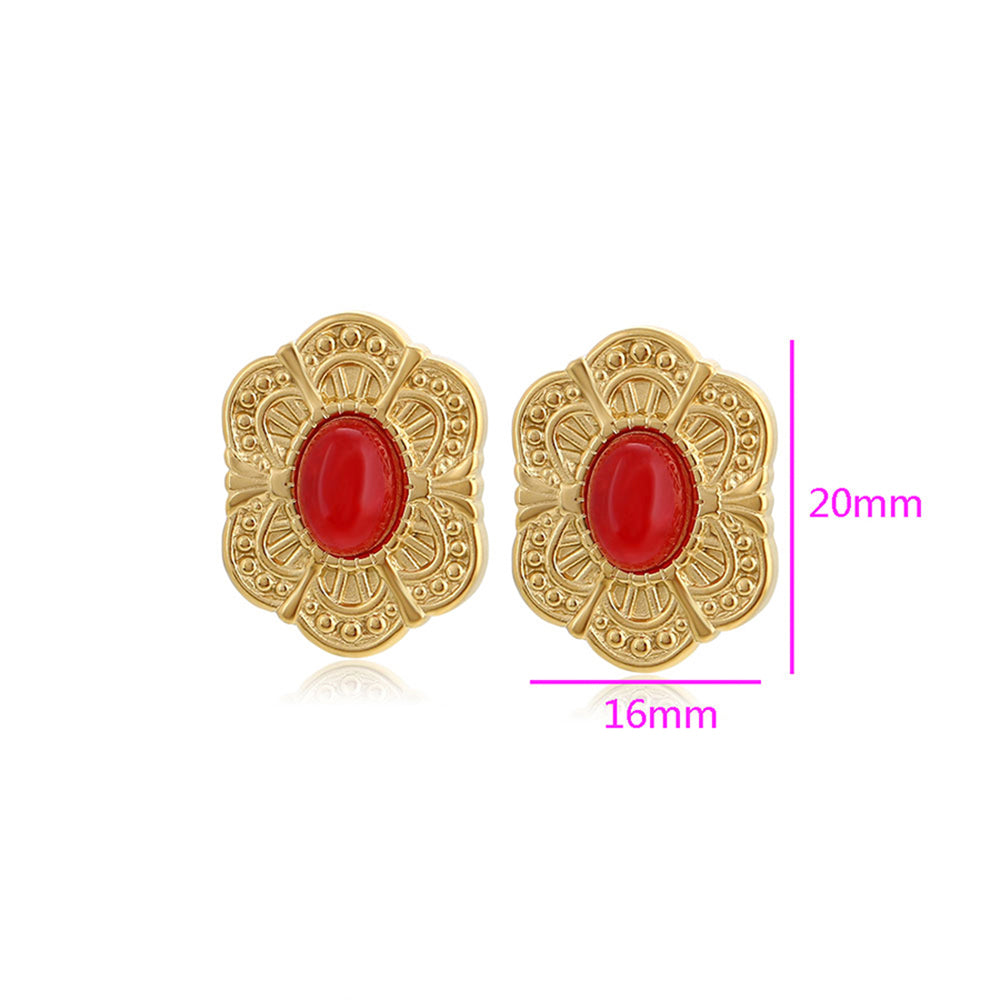Ohrringe aus goldplattierter Legierung mit rotem Emporia®-Kristall 2 