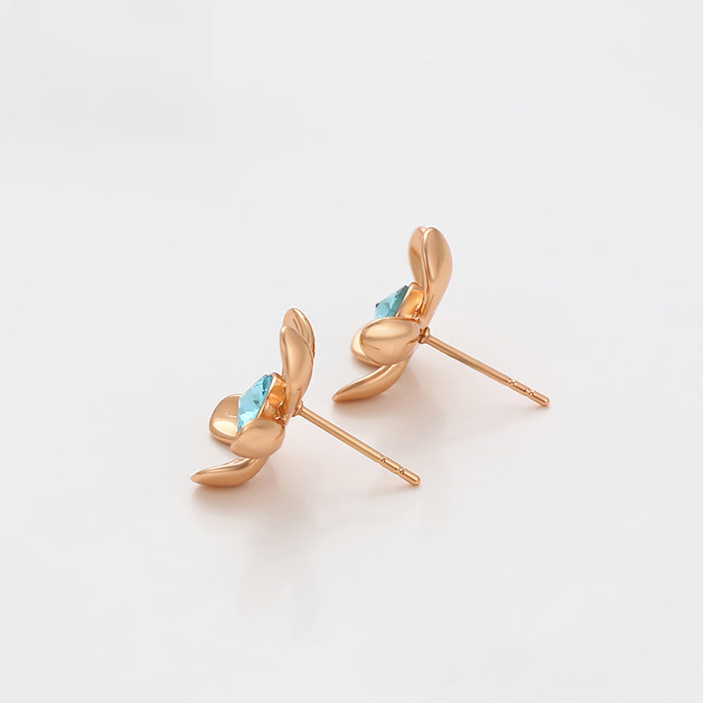 Ohrringe aus goldplattierter Legierung mit blauem Emporia®-Kristall 4 