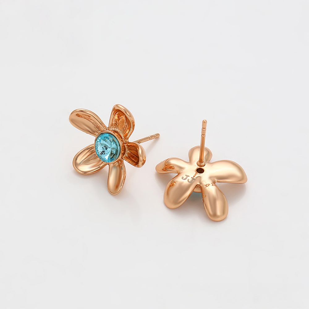 Ohrringe aus goldplattierter Legierung mit blauem Emporia®-Kristall 7 