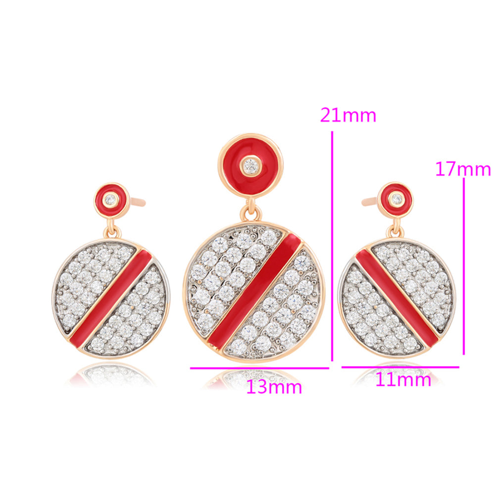 Schmuckgarnitur aus aus goldplattierter Legierung mit rotem Emporia®-Kristall und weißem Emporia® Kristall 2 