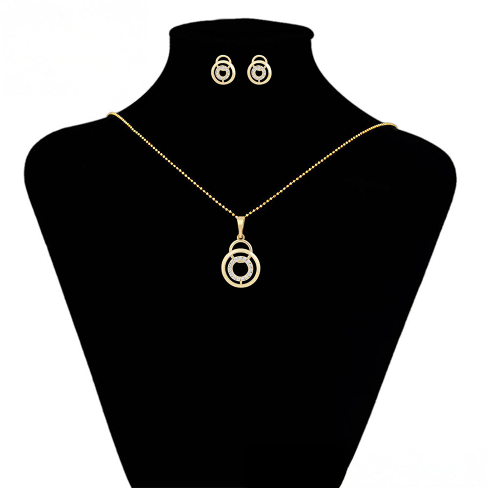 Schmuckgarnitur aus aus goldplattierter Legierung mit weißem Emporia® Kristall 6 