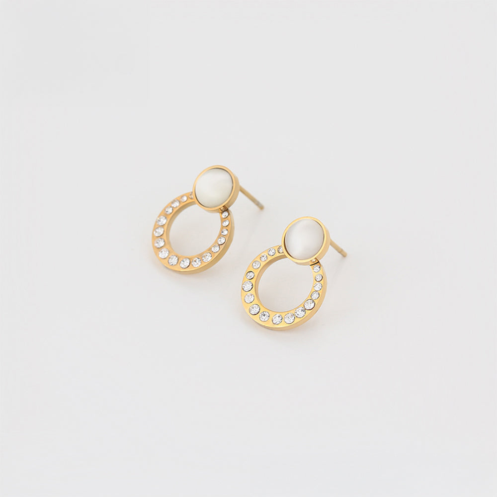 Ohrringe aus goldplattierter Legierung mit weißem Emporia® Kristall 1 