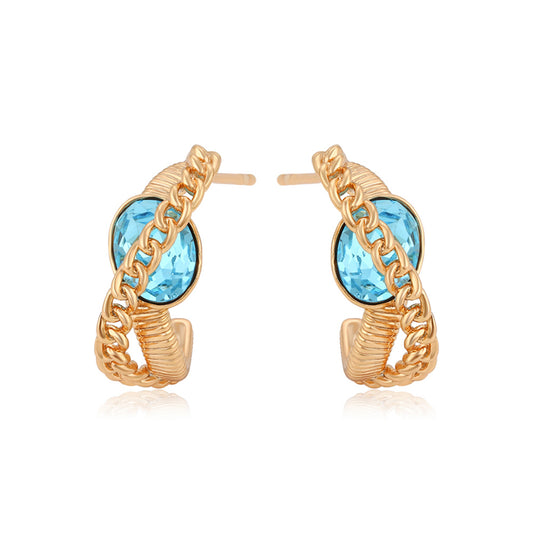 Ohrringe aus goldplattierter Legierung mit blauem Emporia®-Kristall