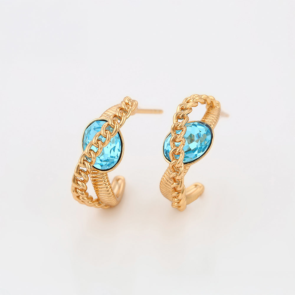 Ohrringe aus goldplattierter Legierung mit blauem Emporia®-Kristall 3 