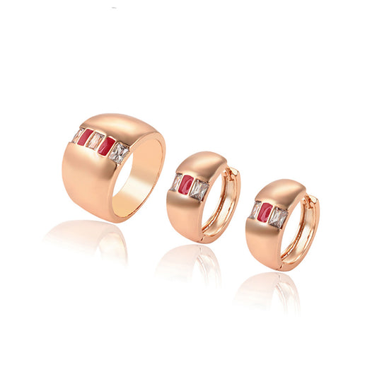 Schmuckgarnitur aus aus goldplattierter Legierung mit rotem Emporia®-Kristall und weißem Emporia® Kristall
