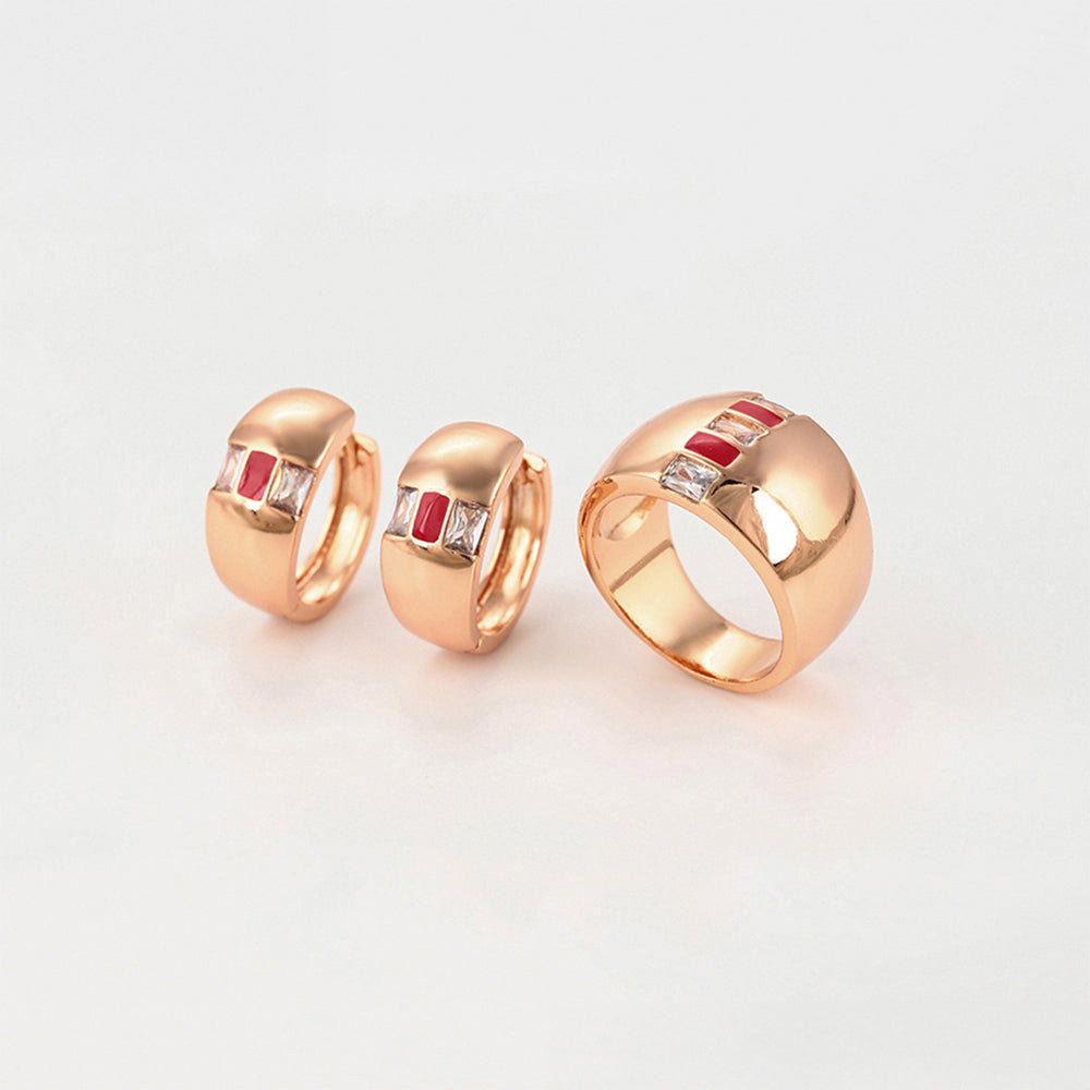 Schmuckgarnitur aus aus goldplattierter Legierung mit rotem Emporia®-Kristall und weißem Emporia® Kristall 8 