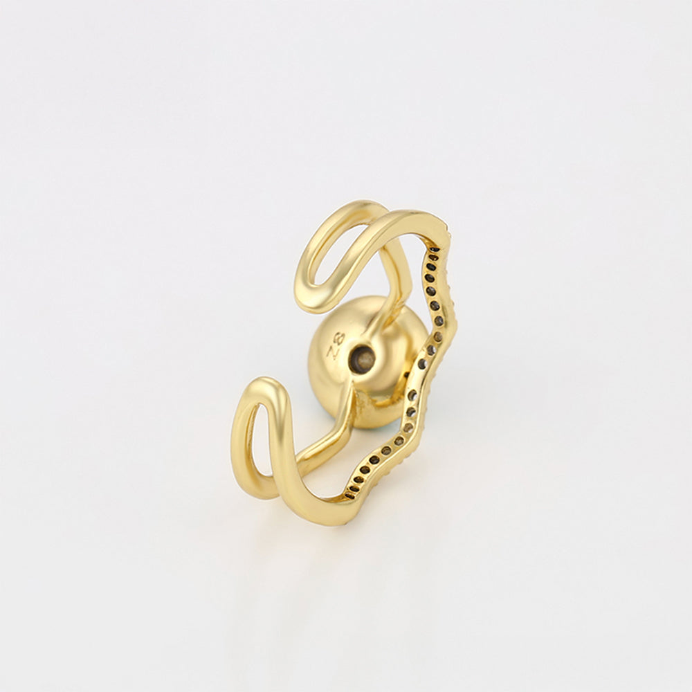 Ring aus goldplattierterr Legierung mit grünem Emporia® Kristall und weißem Emporia® Kristall