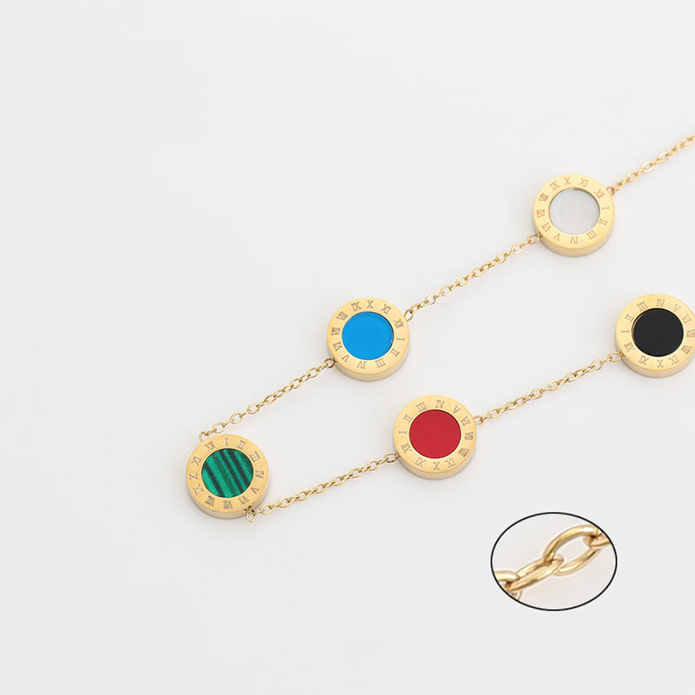 Halskette aus goldplattierter Legierung mit rotem Emporia®-Kristall und blauem Emporia®-Kristall 4 