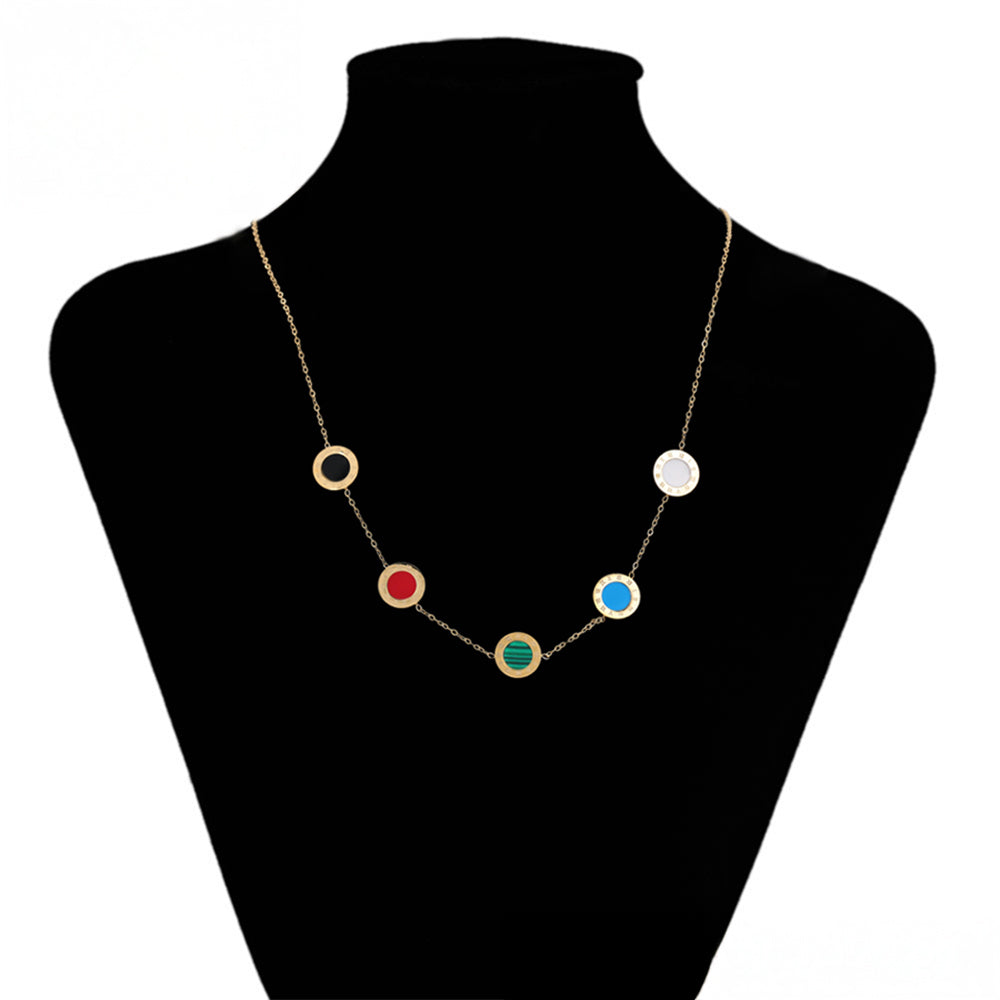 Halskette aus goldplattierter Legierung mit rotem Emporia®-Kristall und blauem Emporia®-Kristall 8 