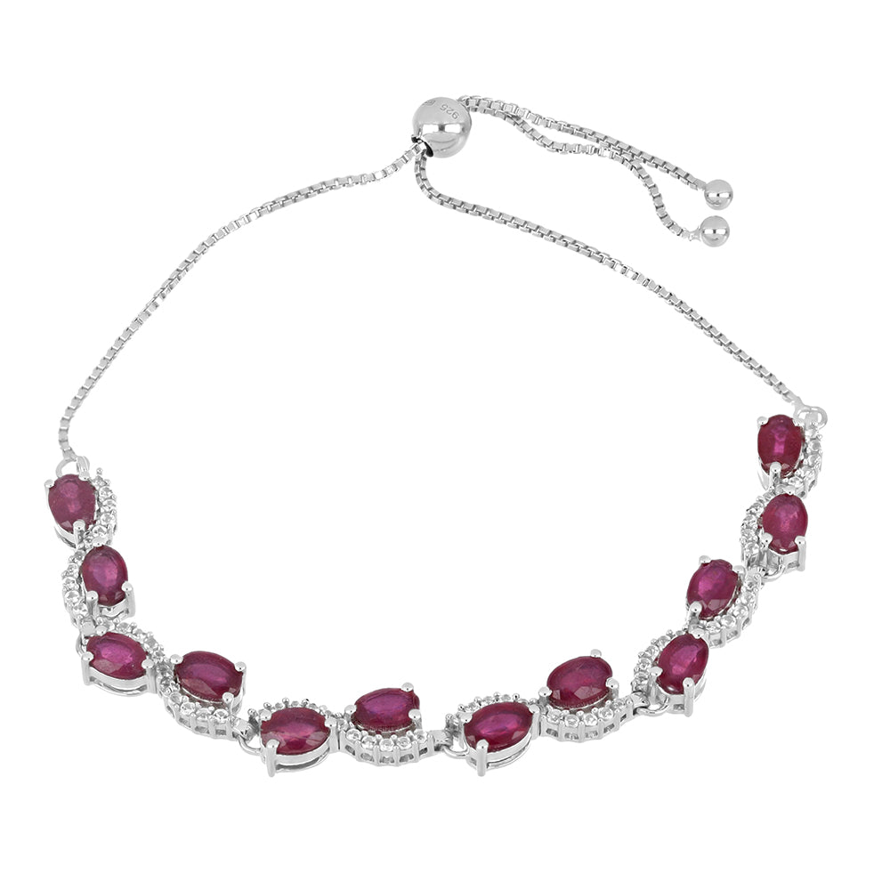 Silberarmband mit Rubin aus Madagaskar und weißem Topas 1 