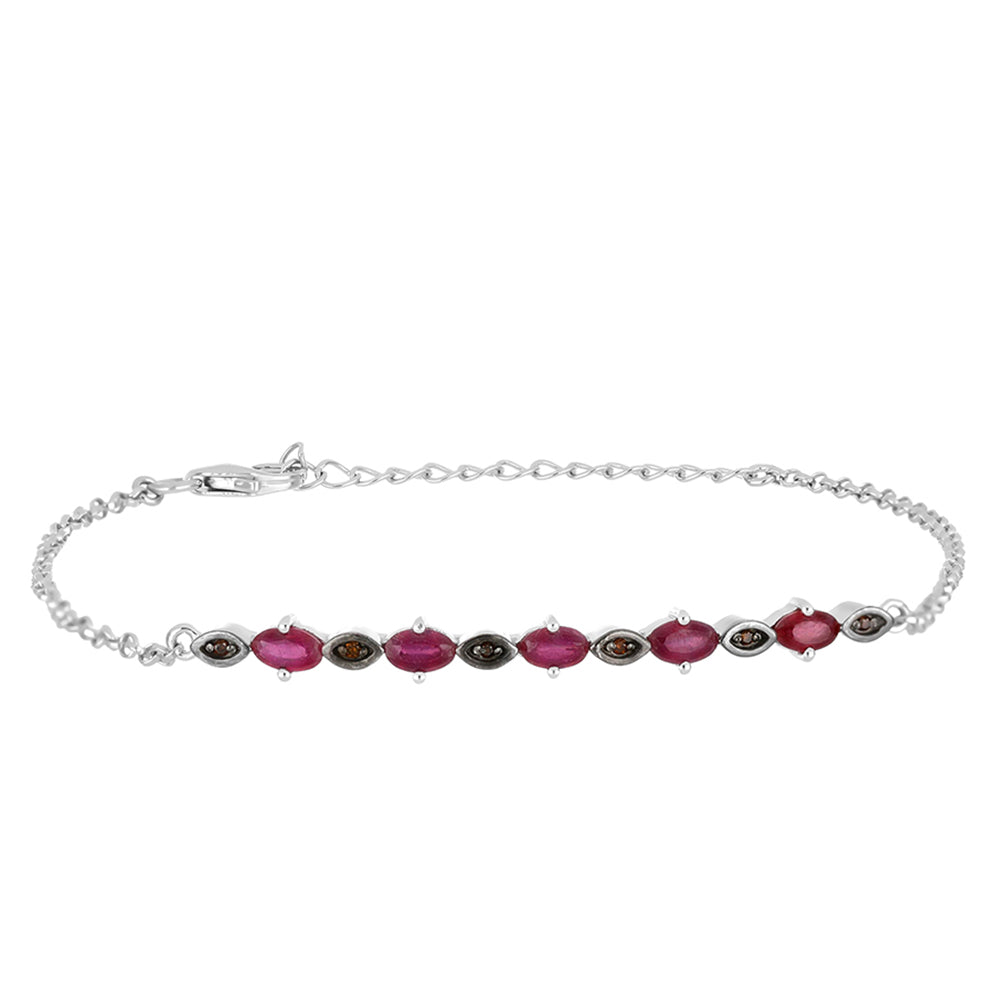 Silberarmband mit Rubin aus Madagaskar und rotem Diamant 1 