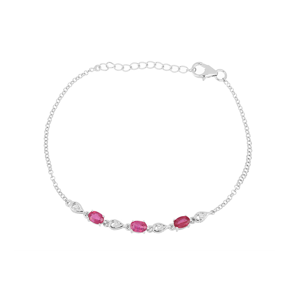 Silberarmband mit Rubin aus Madagaskar und weißem Topas