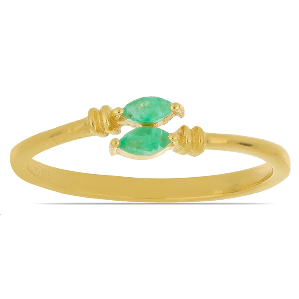 Goldplattierter Silberring mit brasilianischem Smaragd 2 