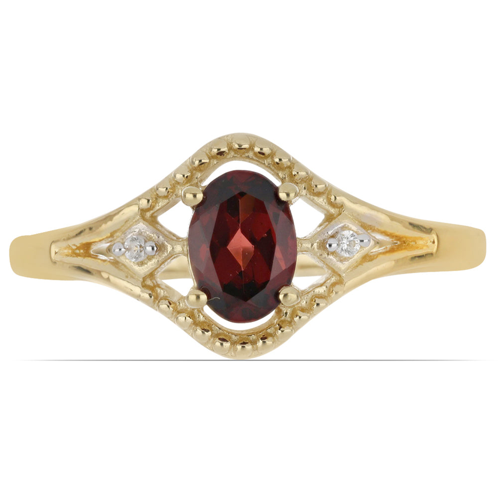 Goldplattierter Silberring mit Barton Granat und weißem Topas 1 