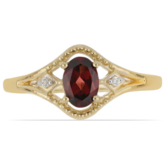 Goldplattierter Silberring mit Barton Granat und weißem Topas