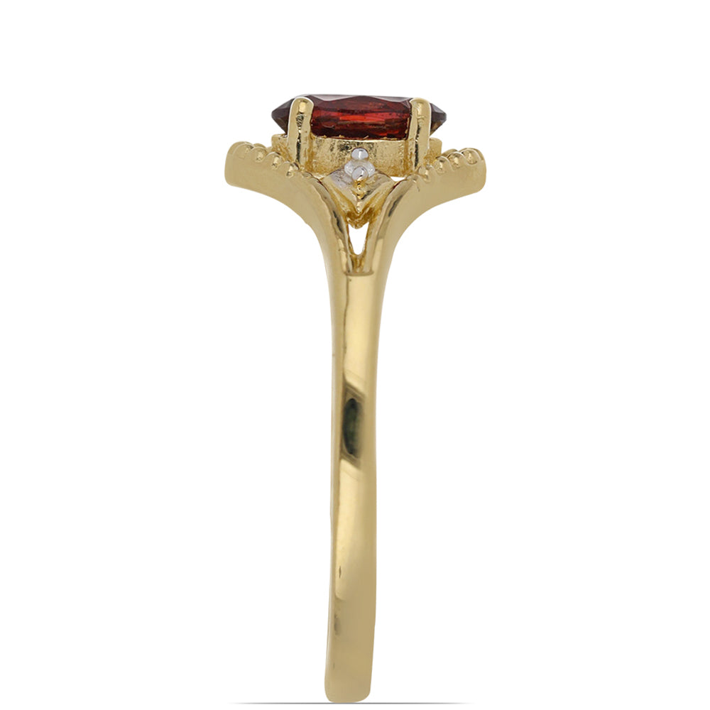 Goldplattierter Silberring mit Barton Granat und weißem Topas 4 