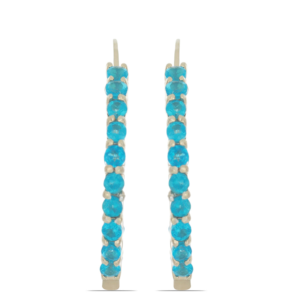 Goldplattierte Silberohrringe mit neon Apatit aus Sludyanka