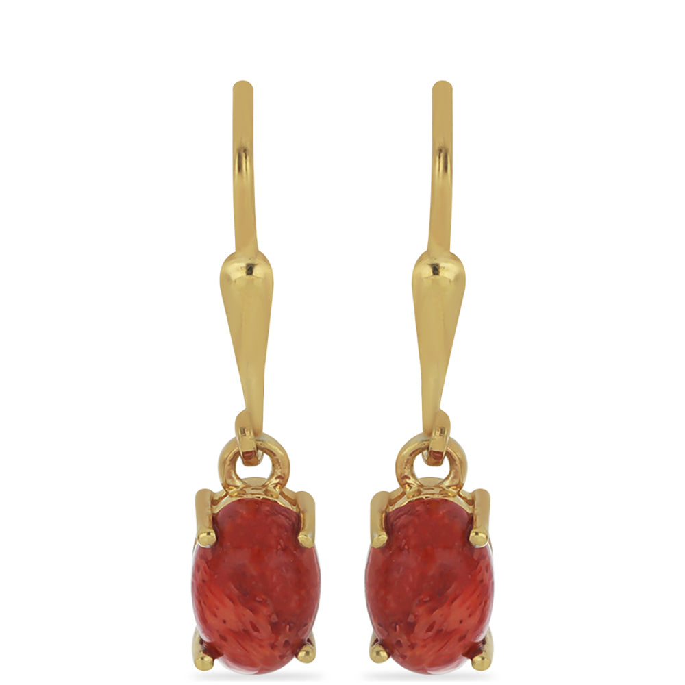 Goldplattierte Silberohrringe mit roter Schwammkoralle 1 