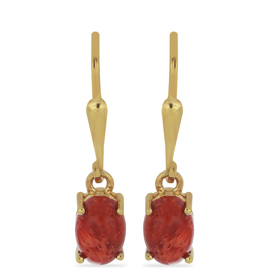 Goldplattierte Silberohrringe mit roter Schwammkoralle