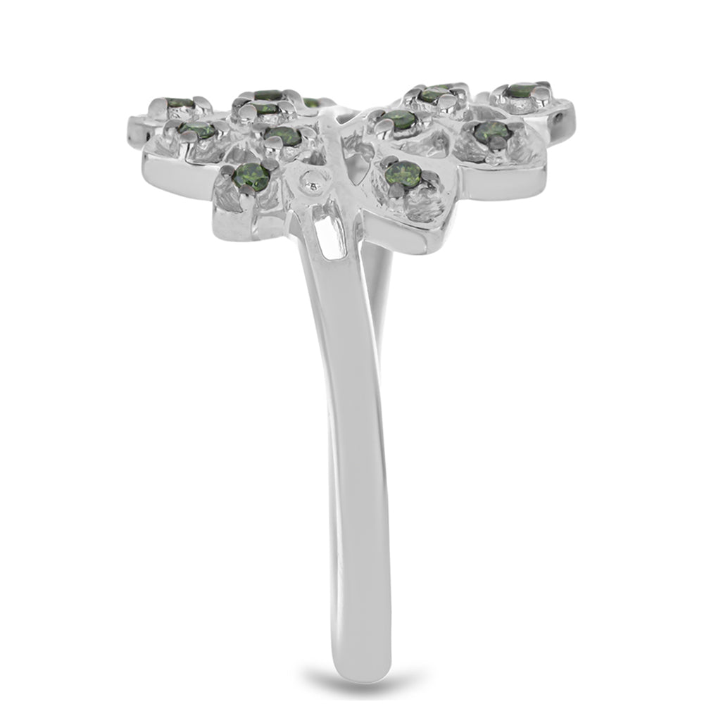 Silberring mit grünem Diamant 4 