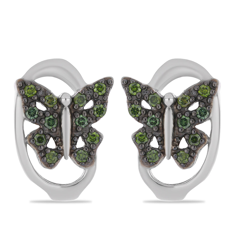 Silberohrringe mit grünem Diamant 1 