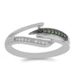 Silberring mit grünem Diamant und weißem Diamant