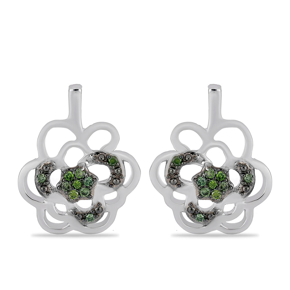 Silberohrringe mit grünem Diamant