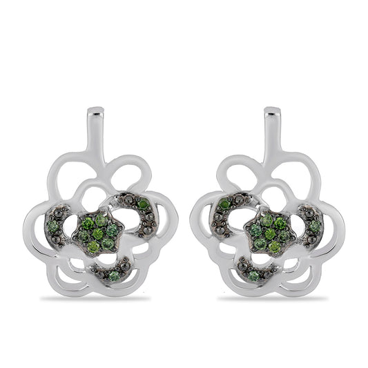 Silberohrringe mit grünem Diamant