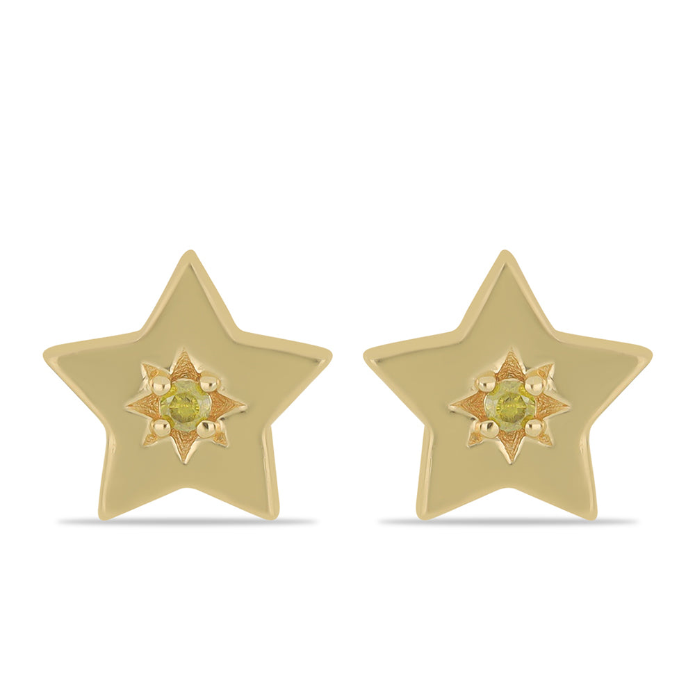 Goldplattierte Silberohrringe mit gelbem Diamant 1 