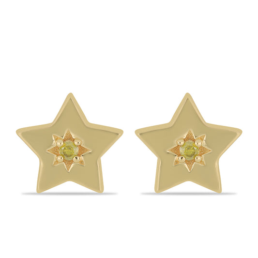 Goldplattierte Silberohrringe mit gelbem Diamant