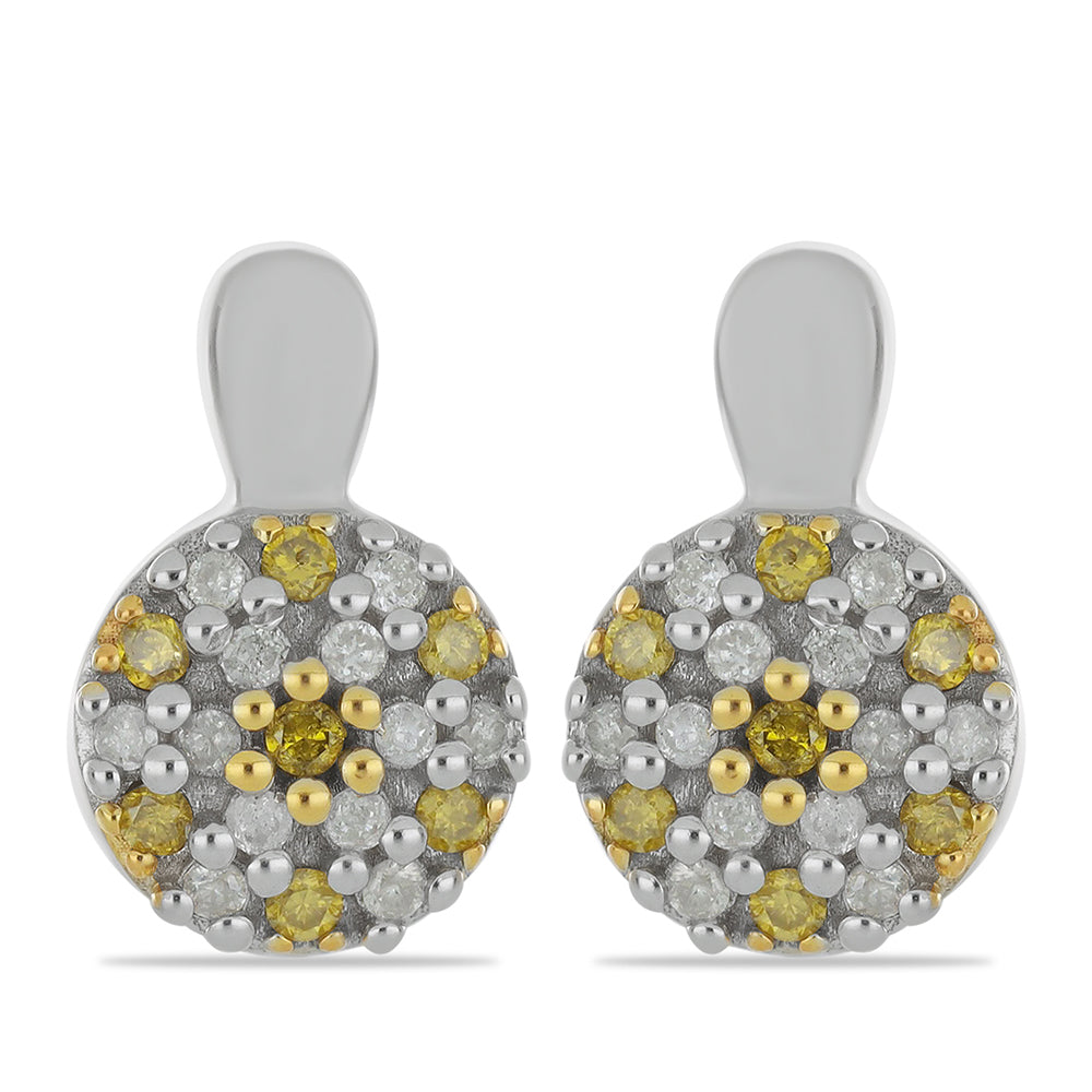 Goldplattierte Silberohrringe mit gelbem Diamant und weißem Diamant 1 