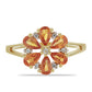 Goldring mit Orangefarbener Saphir aus Ceylon und natürlichem weißem Zirkon
