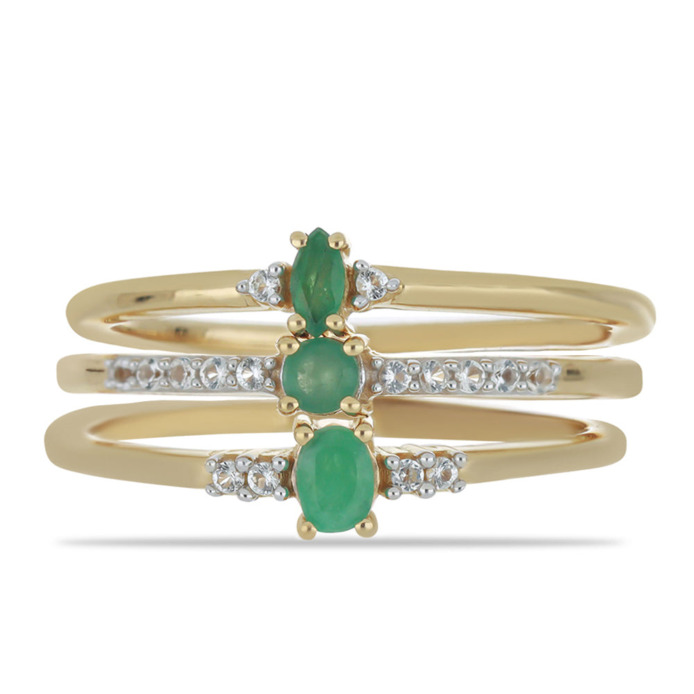 schmuckgarnitur aus Goldplattierte Silber mit brasilianischem Smaragd und weißem Topas 5 