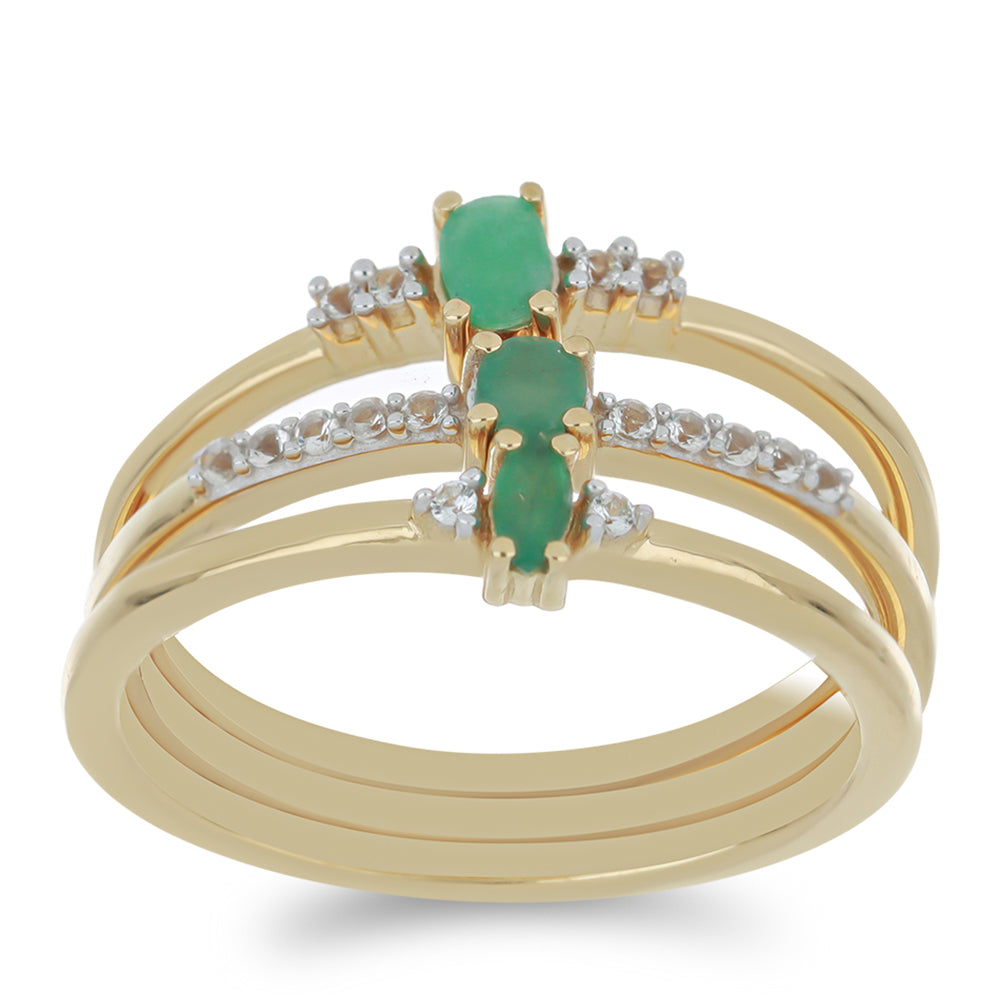 schmuckgarnitur aus Goldplattierte Silber mit brasilianischem Smaragd und weißem Topas