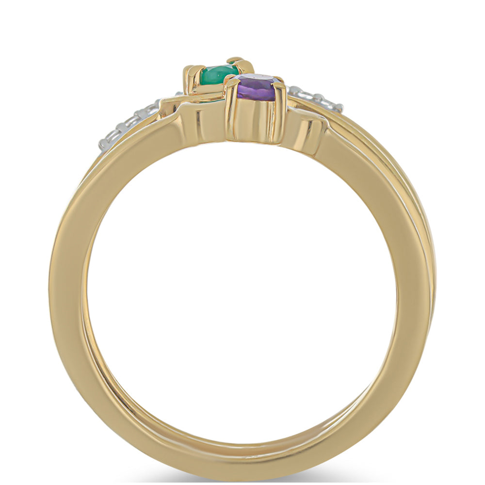 schmuckgarnitur aus Goldplattierte Silber mit grünem Achat und marokkanischem Amethyst