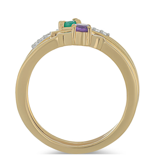 schmuckgarnitur aus Goldplattierte Silber mit grünem Achat und marokkanischem Amethyst