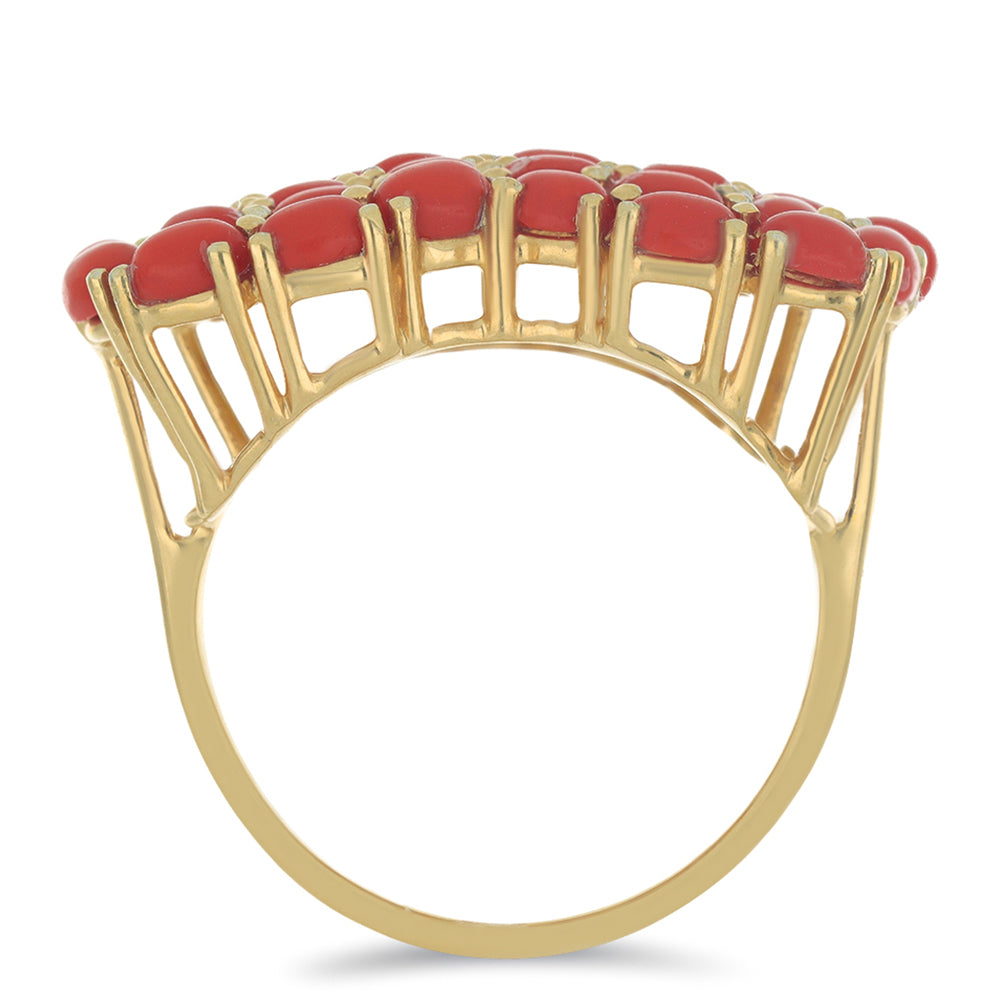 Goldplattierter Silberring mit roter Schwammkoralle 4 