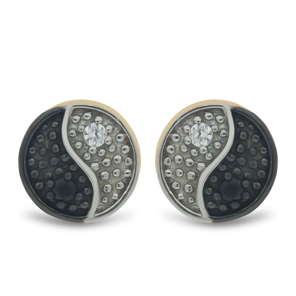 Goldplattierte Silberohrringe mit schwarzem Spinell und weißem Topas