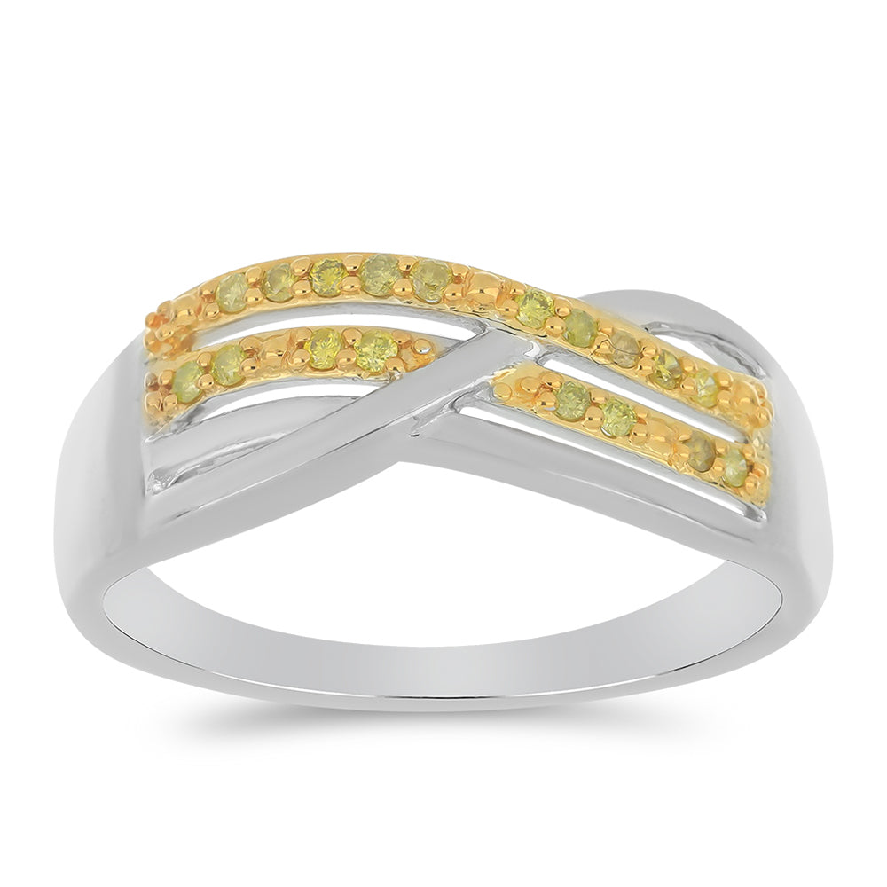 Silberring mit gelbem Diamant 3 